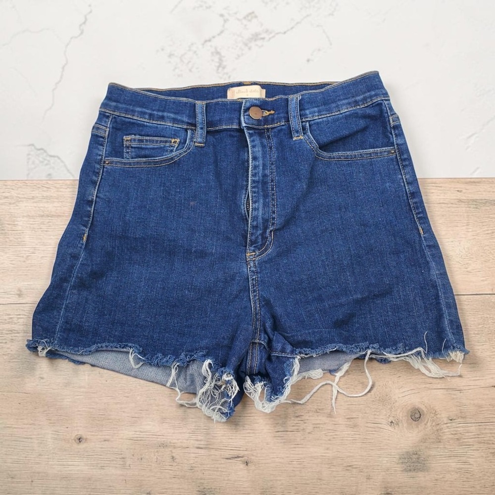 Altar'd‎ State Womens High Rise Raw Hem Denim Shorts Dark Wash Blue Size 9